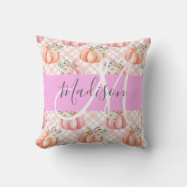 Meisje Chic Floral Pink Peach Monogram Kussen