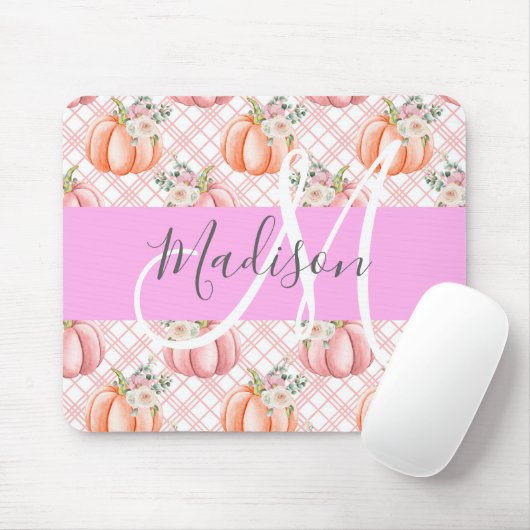 Meisje Chic Floral Pink Peach Monogram Muismat (Met muis)