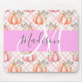 Meisje Chic Floral Pink Peach Monogram Muismat (Voorkant)