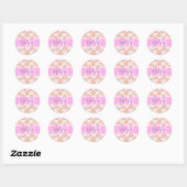 Meisje Chic Floral Pink Peach Monogram Ronde Sticker (Vel)