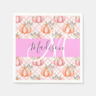Meisje Chic Floral Pink Peach Monogram Servet