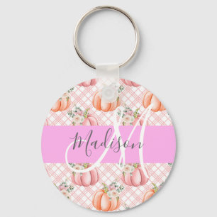 Meisje Chic Floral Pink Peach Monogram Sleutelhanger