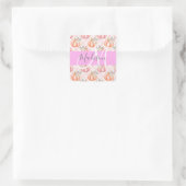 Meisje Chic Floral Pink Peach Monogram Vierkante Sticker (Tas)