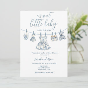 Meisje Chinoiserie Toile babykleding Baby shower Kaart