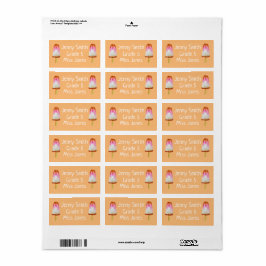 Meisje cola popsicles noemt schoolboeklabels etiket