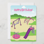 Meisje Constructie Verjaardag uitnodigen Kaart (Achterkant)