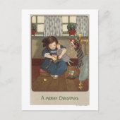 Meisje controleert haar schoenen vol met Goodies Briefkaart (Voorkant)