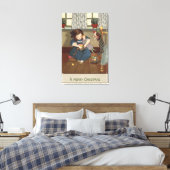 Meisje controleert haar schoenen vol met Goodies Canvas Afdruk (Insitu (Slaapkamer))