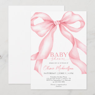 Meisje Coquette Roze Bow Ribbon Elegant Baby showe Kaart