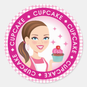 Meisje & Cupcake Ronde Cupcake Label #2