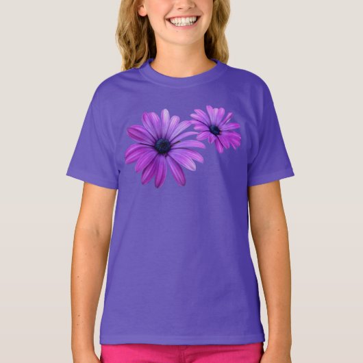 Meisje Daisy T-shirt Biologisch Paarse Bloem Shirt (Voorkant)