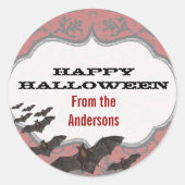  meisje Damask vlekken roze en grijs Ronde Sticker (Voorkant)