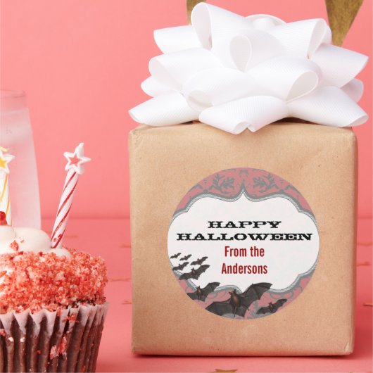  meisje Damask vlekken roze en grijs Ronde Sticker (Feest)