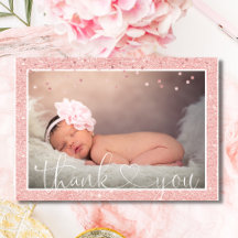 Meisje DANK JE Baby shower met roze glitter | FOTO