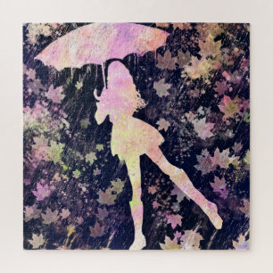Meisje dansen in de Regen Puzzle - Schilderen Legpuzzel