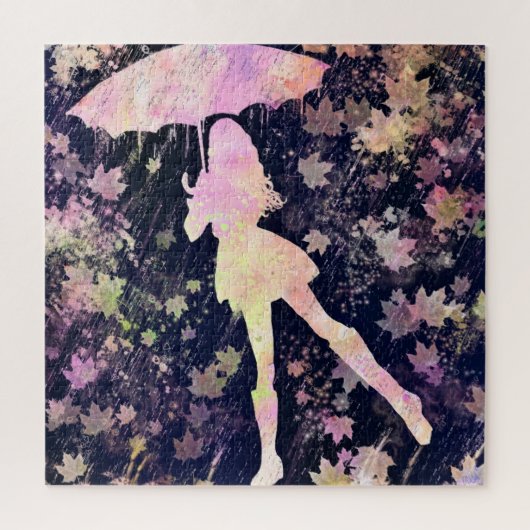Meisje dansen in de Regen Puzzle - Schilderen Legpuzzel (Verticaal)