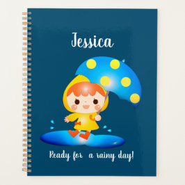 Meisje dansen onder de regen planner