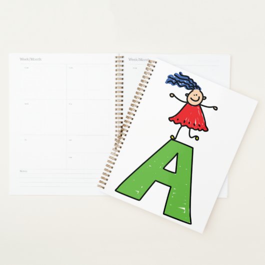 Meisje Dansen op Groene Brief Een Leuk Alfabet Planner (Display)