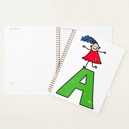 Meisje Dansen op Groene Brief Een Leuk Alfabet Planner