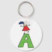 Meisje Dansen op Groene Brief Een Leuk Alfabet Sleutelhanger (Achterkant)
