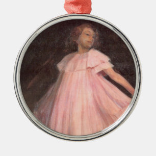 Meisje danser in een roze jurk metalen ornament