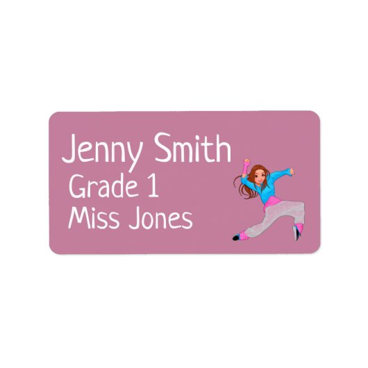 Meisje danser naam school boek labels (Voorkant)