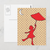 Meisje danst met haar paraplu briefkaart (Voorkant / Achterkant)