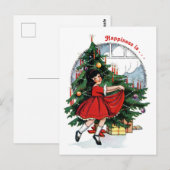  meisje danst rond de kerstboom briefkaart (Voorkant / Achterkant)