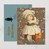 Meisje dat appel kerft Halloween-ansichtkaart Briefkaart (Voorkant / Achterkant)