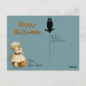 Meisje dat appel kerft Halloween-ansichtkaart Briefkaart (Achterkant)