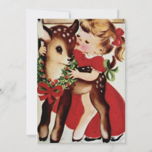 meisje dat Baby kerstmis borstkus Feestdagenkaart