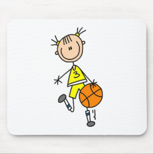 Meisje dat basketbal dribbelt T-shirts en cadeaus Muismat