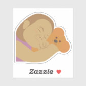 Meisje dat beer omhelst sticker (Vel)