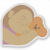Meisje dat beer omhelst sticker (Voorkant)