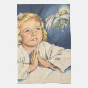 Meisje dat bidt tot Jezus Christus, Gebeden voor h Theedoek