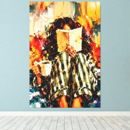 Meisje dat boek leest, knus schilderkunst canvas afdruk