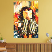 Meisje dat boek leest, knus schilderkunst canvas afdruk (Insitu (Woonkamer))