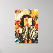 Meisje dat boek leest, knus schilderkunst canvas afdruk (Voorkant)