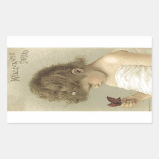 Meisje dat Butterfly Ephemera bijbrengt Rechthoekige Sticker