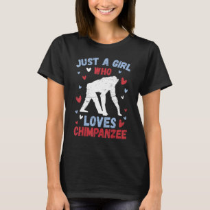 Meisje dat Chimpansee Aap Chimp Aap Wilde Dieren L T-shirt