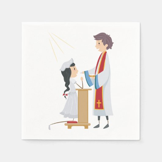 Meisje dat communiqué religieuze papieren napkins servet (Voorkant)