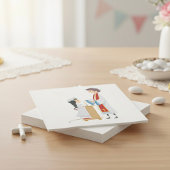 Meisje dat communiqué religieuze papieren napkins  servet