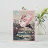  meisje dat de ooievaar rijdt - geboorteaankondigi aankondiging (Staand voorkant)