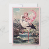 meisje dat de ooievaar rijdt - geboorteaankondigi aankondiging (Voorkant)