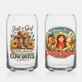 Meisje dat dol is op cowboys blikvorm glas (Achterkant)