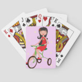 Meisje dat een bike-speelkaartje bestuurt pokerkaarten (Achterkant)