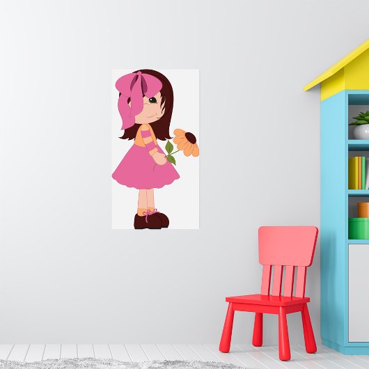 Meisje dat een bloem Poster houdt