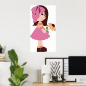 Meisje dat een bloem Poster houdt (Thuiskantoor)