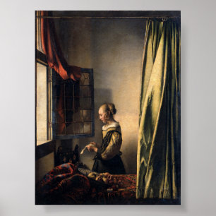 Meisje dat een brief leest - Vermeer Poster
