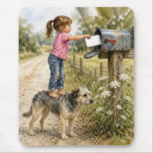 Meisje dat een envelop op de post doet muismat (Voorkant)